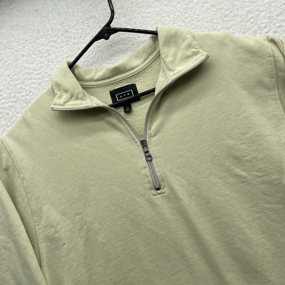 AYR Sweatshirt Womens Small Green 1/4 Zip Cropped Boxy Oversized All Year Round